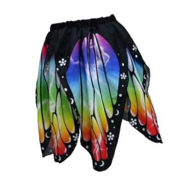 Imagem de Dynwave Saia de fantasia de borboleta infantil, acessórios de cosplay, saia de fada com cintura elástica para aniversário, Multicolorido