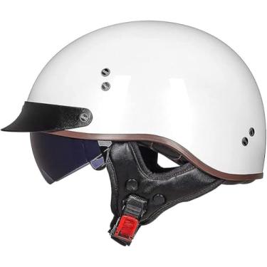 Imagem de Retro Motocicleta Meio Capacete Aprovado Ece Estilo Alemão Boné De Beisebol Capacete Homens Mulheres Leve E Portátil Moto Capacete Aberto Para Chopper Moped Bike, 8, M