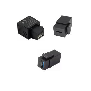 Imagem de Kit Conector Tomada Keystone RJ45 CAT5 HDMI USB Transferencia Preto