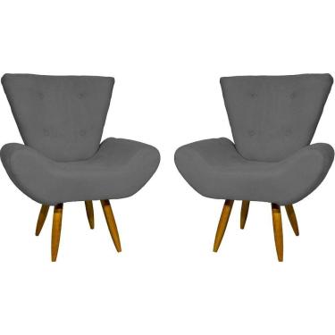 Imagem de Kit 2 Poltronas Decorativa Para Sala Recepção Manicure Consultório Escritório Emilia Suede