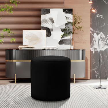 Imagem de Puff Gentil Viena Redondo Linho Veludo Moderno Luxo