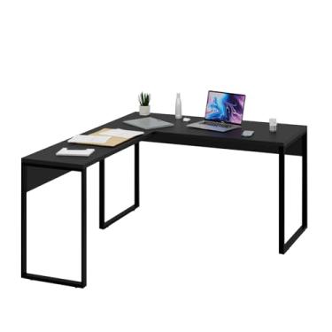 Imagem de Mesa Escrivaninha De Canto Em L Industrial 135x150 Home Office Escritório Netmobil (Preto)
