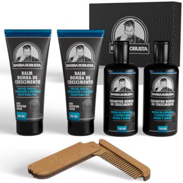 Imagem de Barba Robusta Kit com 2 Balms 2 Shampoos Pente Canivete e Caixa Expositora Produtos para Cuidados com Ativos que Aceleram o Crescimento da Barba