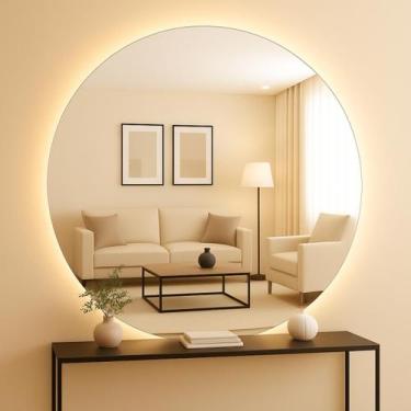 Imagem de Espelho Redondo Lapidado Led 50x50 Indireta Decorativo Luxo - Group Ro