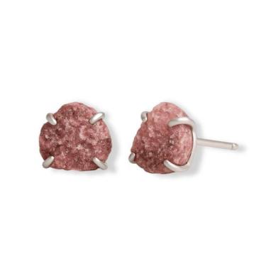 Imagem de Brinco Tarraxa Rodonita - Cristal Natural, Prata 925
