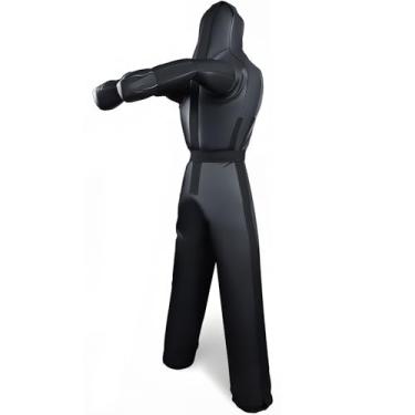 Imagem de Manequim de luta livre de 1,8 m, design vazado não preenchido, couro espacial preto anti-explosão, equipamento de treinamento MMA BJJ para adultos, parceiro de prática de artes marciais resistentes