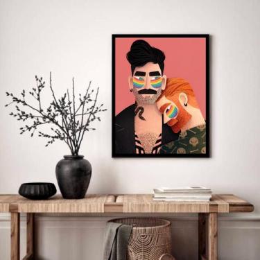 Imagem de Quadro Decorativo LGBT Gays - 70x50cm - Quadros On-line, Moldura Preta