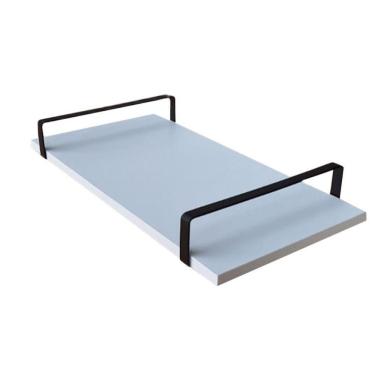 Imagem de Bandeja Decorativa Branca Com Borda Infinita Alça Preta