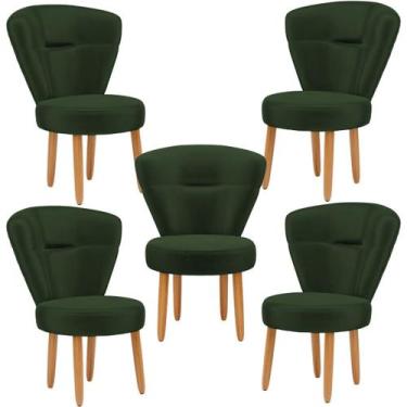 Imagem de Conjunto 5 Cadeiras para Sala de Espera Cozinha Decorativa Tecido Velu
