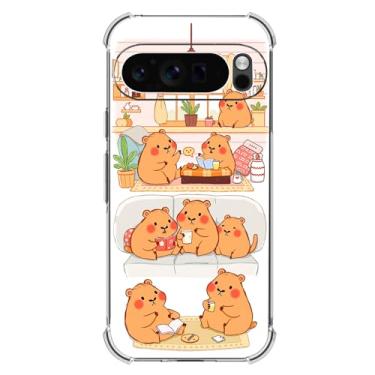 Imagem de Beaucov Capa para Pixel 10 Pro XL, linda capivara na sala de estar, proteção contra quedas, à prova de choque, capa protetora de corpo inteiro TPU resistente a arranhões