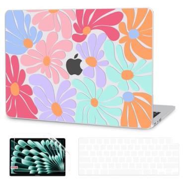 Imagem de G JGOO Capa compatível com MacBook Air de 13 polegadas 2025 2024 2023 2022 M4 A3240 M3 A3113 M2 A2681, capa rígida transparente para MacBook Air de 13,6 polegadas + capa de teclado + protetor de tela