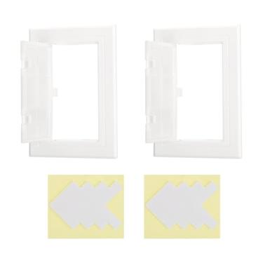 Imagem de PATIKIL Painel de acesso para drywall 15 x 10 cm, 2 conjuntos de plástico ABS capa de orifício de parede porta de acesso com fita dupla face para parede teto elétrico, branco