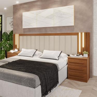 Imagem de Cabeceira Casal Extensível com Led Luminous Cinamomo / Leblon Areia