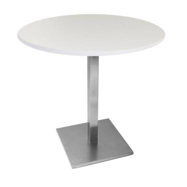 Imagem de Mesa Quadrada Alpha Inox Prata 73,50 Cm (altura) Tampo Mdp Redondo 70 Cm Branco (larg)