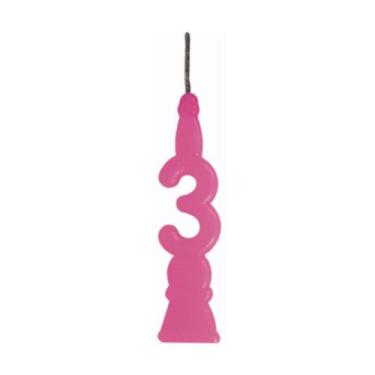 Imagem de Vela de Aniversário Rosa Número 3 - Estrela