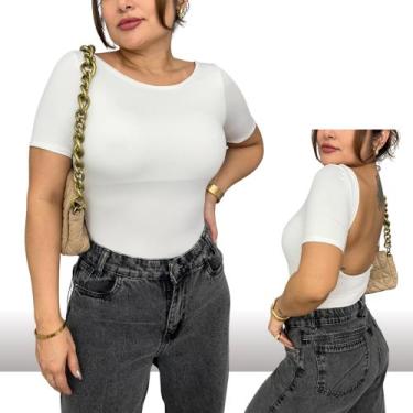 Imagem de Body Feminino Custa Nua Manga Curta Tecido Suplex Com Fecho Sem Bojo -