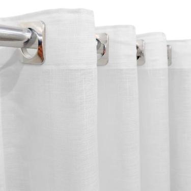 Imagem de Cortina Voil Gaze De Linho Branco 4,00x2,50 Sala Ou Quarto Alto Padrão