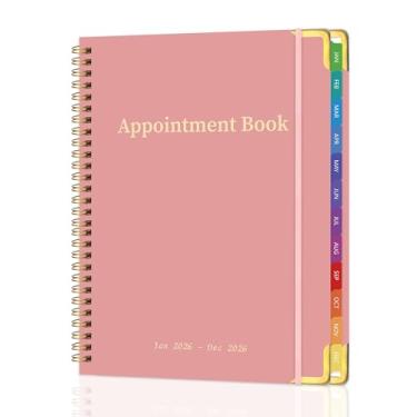 Imagem de Agenda de compromissos 2026 com abas coloridas, agenda semanal e mensal de capa dura de janeiro de 2026 a dezembro de 2026, diário das 7h às 22h planejamento horário para salão, cliente, 12