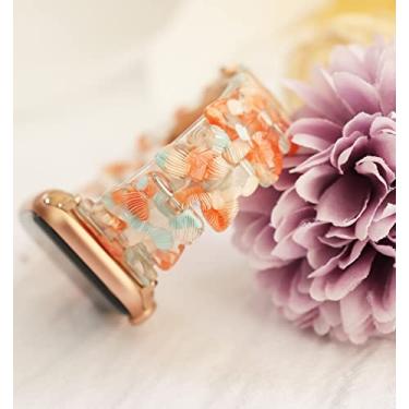 Imagem de Kolgios Pulseiras de relógio femininas laranja transparente de 42/44/45/46 mm compatíveis com Apple Watch séries SE3/11/10/9/8/7/6/SE/5/4, pulseira de resina de substituição para Iwatch 11/10