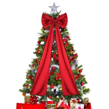 Imagem de Laço de cobertura de árvore de Natal NEDROMYM 120 cm vermelho acetinad