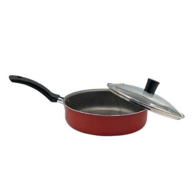 Imagem de Frigideira Antiaderente Não Gruda Reta 20cm Com Tampa De Vidro E Alça 