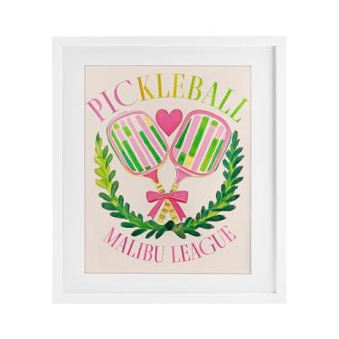 Imagem de Stupell Industries Impressão emoldurada branca Pickleball Malibu League sob o vidro por Jess Stempel, 53 x 43 cm