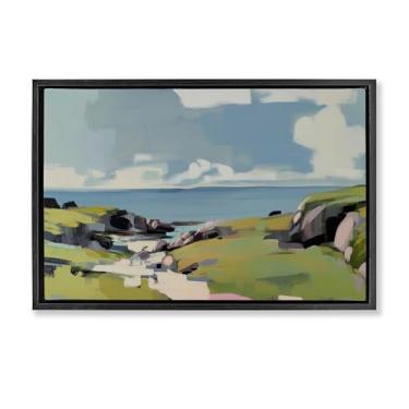 Imagem de Stupell Industries Tela flutuante preta Green Bay Breeze Design de arte de parede por Elara Yasna, 43 x 63 cm