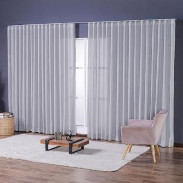 Imagem de Cortina Voil Flamê Gaze De Linho 6,00m X 2,50m Trilho Suiço Alto Padrão (Cinza)