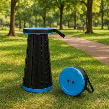 Imagem de Banco Dobrável Portátil com Alça Suporta até 150kg Banqueta De Plástico Portátil Ao Ar Livre Leve Pesca Acampamento Simples Retrátil Cadeira Banquinho