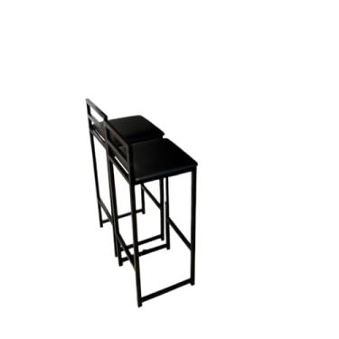 Imagem de Kit 2 Banqueta Alta Baixa Quadrada Estilo Industrial Banco Casa Balcão Cozinha Mesa(Preto,Alta (87cm))