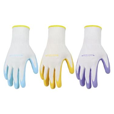 Imagem de HANDLANDY Luvas De Jardinagem Femininas, 3 Pares, Respiráveis, Revestidas Com Nitrila, Para Trabalho No Jardim, O Melhor Presente Mulheres Jardineiras (Brancas, Pequenas (Pacote 6))