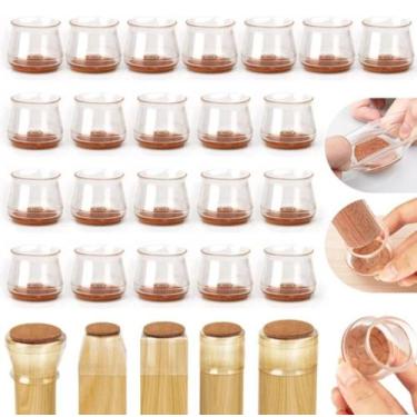 Imagem de 24 Protetores Para Pé De Cadeiras Silicone Com Feltro Maior - ImportaC