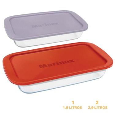 Imagem de 2 Assadeiras Vidro Retangular 2 Tamanhos Nadir Figueiredo - Marinex