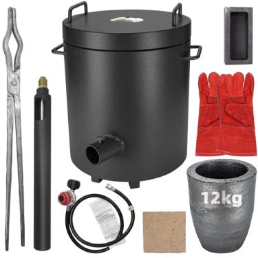Imagem de Forno de derretimento de metal, forno de derretimento de propano de 12 kg com cadinhos e pinças, fundição de fundição de refinação para metais preciosos, ferramenta de fundição de alumínio e estanho