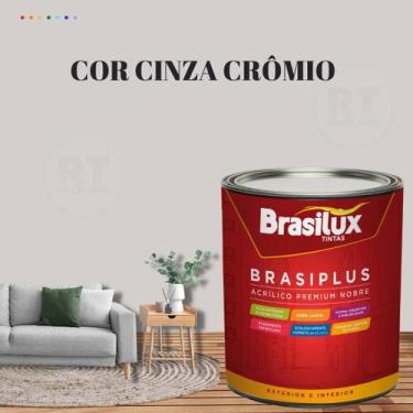 Imagem de Tinta Semi Brilho Cinza Azulado 800ml  Brasiplus Acrílica Lavável. - B