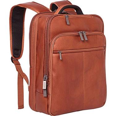 Imagem de Mochila Kenneth Cole Reaction Manhattan de couro colombiano fina de 41 cm para laptop com controle remoto e antirroubo RFID, Cognac, Medium