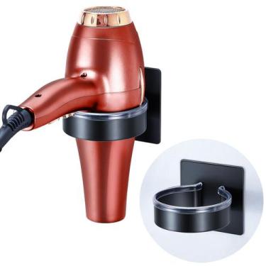 Imagem de Suporte para secador de cabelo montado na parede Oukimly Black Metal