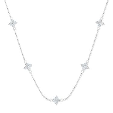 Imagem de Colar feminino com trevo delicado | Joias de quatro folhas da sorte banhada a ouro 18K | Presentes modernos de zircônia cúbica para ela, Standard, Banhado a ouro, Zircônia cúbica