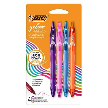 Imagem de Caneta gel Gelocity Quick Dry 0.7mm com 4 unidades - Bic