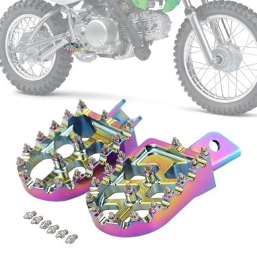 Imagem de IUVWISN Pegs de pé de bicicleta da sujeira, pedais de motocicleta, pedais mais largos, pedal de descanso CNC para KLX 110 KLX110 2002-2024 KLX110L 2010-2024 KX60 1998-2003 Têmpera