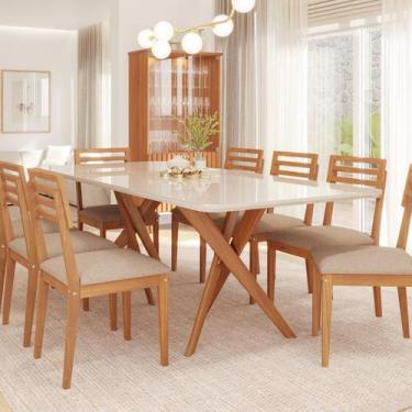Imagem de Conjunto Sala de Jantar Cacau 210cm com Vidro e 8 Cadeiras Juparanã - 