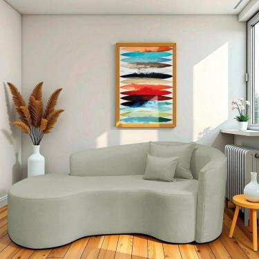 Imagem de Recamier Curvo Orgânico 180cm 3 Lugares Lado Esquerdo para Sala de Estar Bouclé Londres Verde Oliva