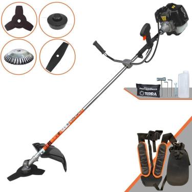 Imagem de Roçadeira Profissional Terra GRH-430 Motor 2 Tempos 43cc 6.500rpm 1,7HP de Potência Com Carretel Nylon e Faca 3 Pontas + Faca 2 Pontas + Escova de Aço