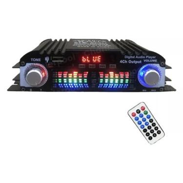 Imagem de Amplificador de áudio Hi-Fi de 4 canais Bluetooth USB SD Aux 200W - Hu