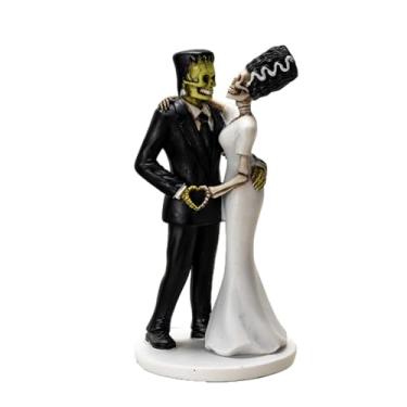 Imagem de Pacific Giftware Estatueta de Frankenstein e noiva de amor eterno para casamento ou aniversário, colecionável, clássico, monstro, romance em resina