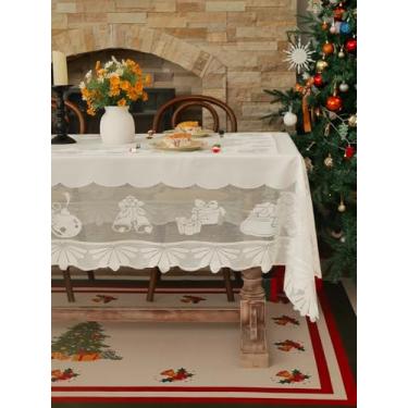 Imagem de Jayla Toalha de mesa de renda branca de Natal, toalha de mesa retangular vintage de renda branca para decoração de festa, piquenique, jantar, 137 x 213 cm