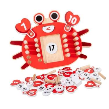 Imagem de Almencla Calculadora de caranguejo de madeira, brinquedos educativos, auxílio matemático para a primeira série para crianças de 3 a 8 anos