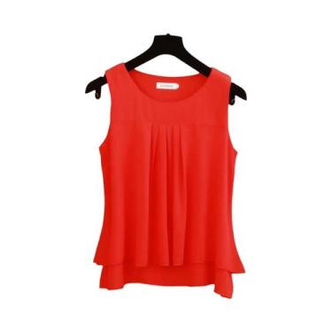 Imagem de Blusa Feminina Chiffon Soltinha - Sem Mangas, Gola Redonda - Verão 202
