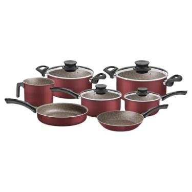 Imagem de Jogo De Panelas Antiaderente Tramontina Paris Vermelho, 7 Peças.