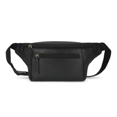 Imagem de Pochete de couro com alça ajustável (25 x 15 x 5 cm) com alças ajustáveis, Preto, 10 x 6 x 2 Inches, Bolsa para corpo Fanny Pack Corss preta